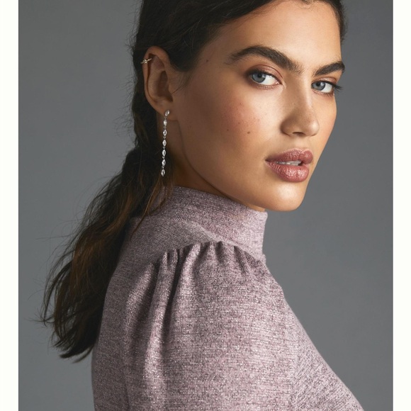 Anthropologie Dolan Puff Sleeve Mock Neck Top in Lilac NWT-Sm - Picture 3 of 12